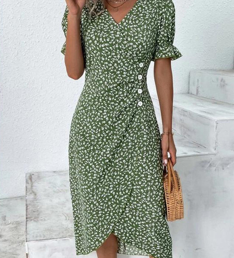 Bridget — Floral V-Neck Dress