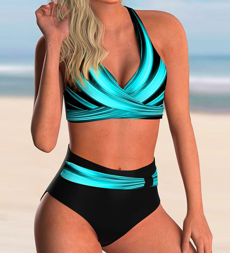 Niamh — Bikini Set with Crossed Neckline and Print