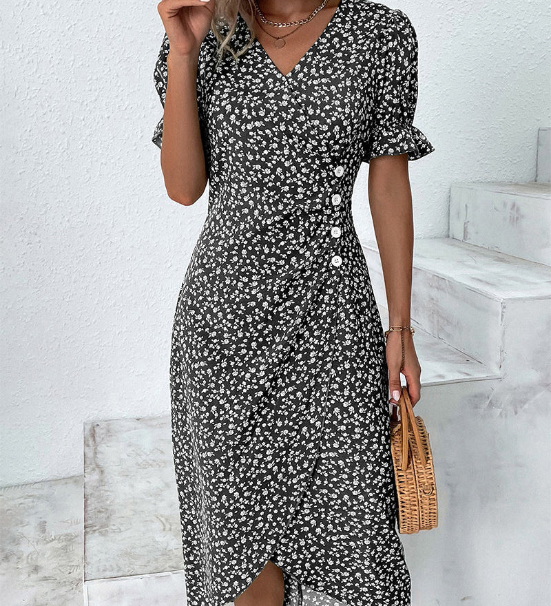 Bridget — Floral V-Neck Dress