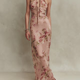 Maeve — Elegant Floral Print Chiffon Maxi Dress with Keyhole Neckline