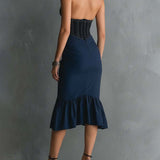 Clodagh — Elegant Halter Zipper Ruched Midi Dress