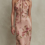 Maeve — Elegant Floral Print Chiffon Maxi Dress with Keyhole Neckline