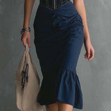 Clodagh — Elegant Halter Zipper Ruched Midi Dress