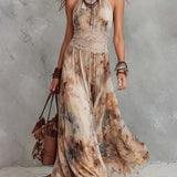 Róisín — Stylish Lace Trim Maxi Dress