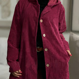Catherine — Corduroy Hooded Cardigan