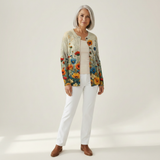 Doireann — Knitted jacket with colourful wildflowers
