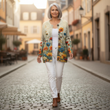 Doireann — Knitted jacket with colourful wildflowers