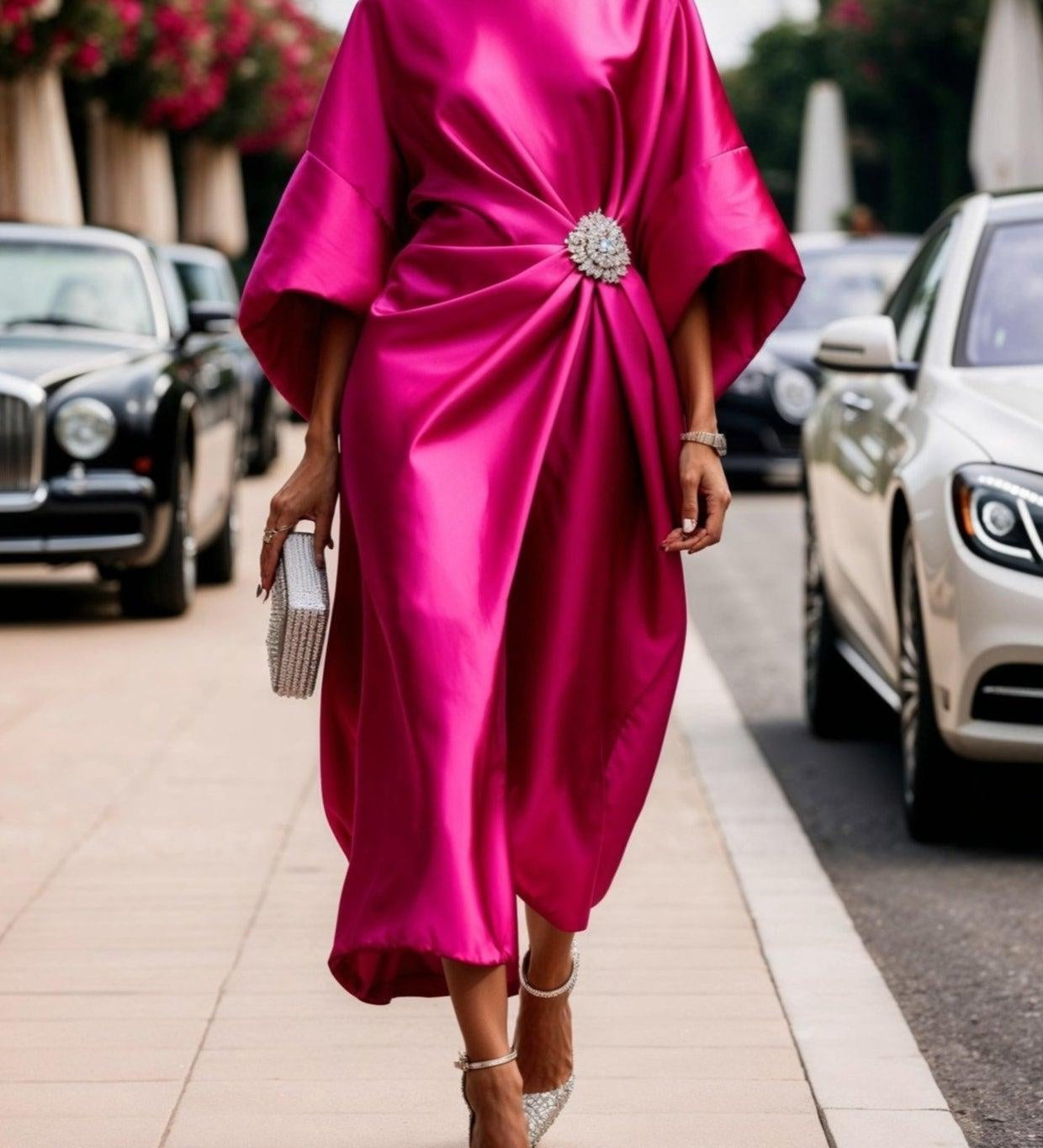 Sandra — Luxurious Shimmer Satin Long Dress