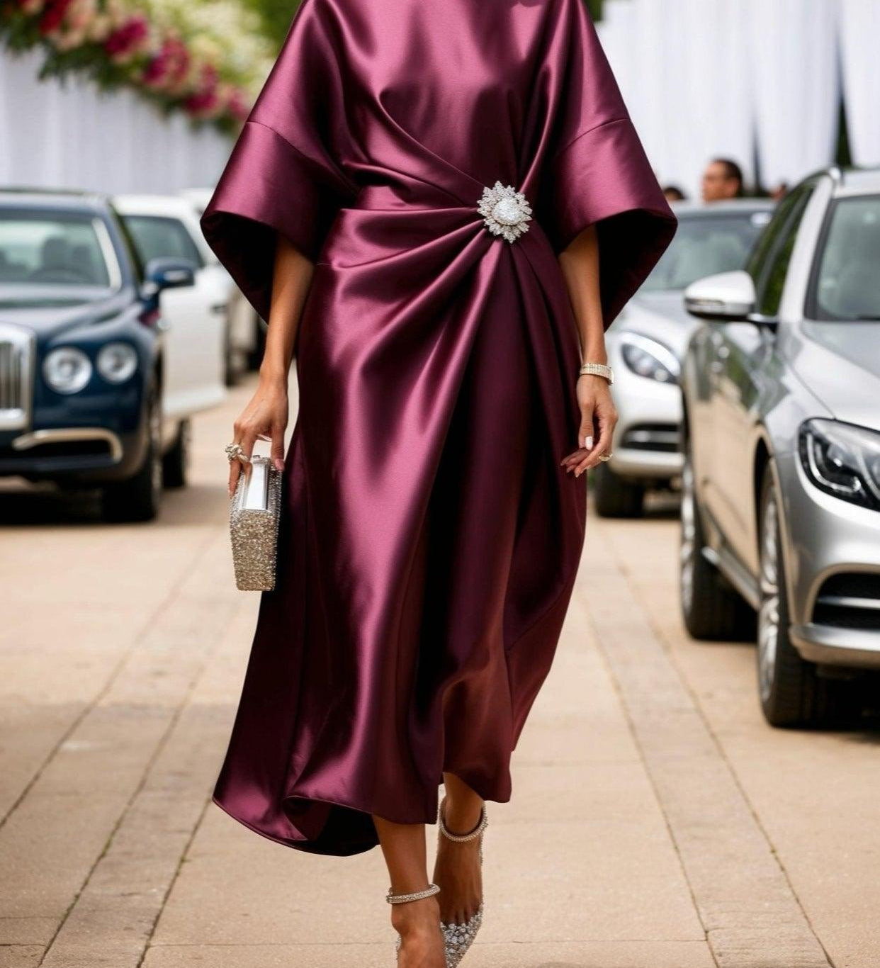 Sandra — Luxurious Shimmer Satin Long Dress