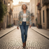 Emma — Vest with Floral Trim