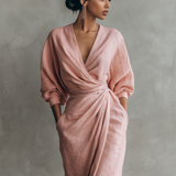 Bríd — Pink Linen Maxi Dress