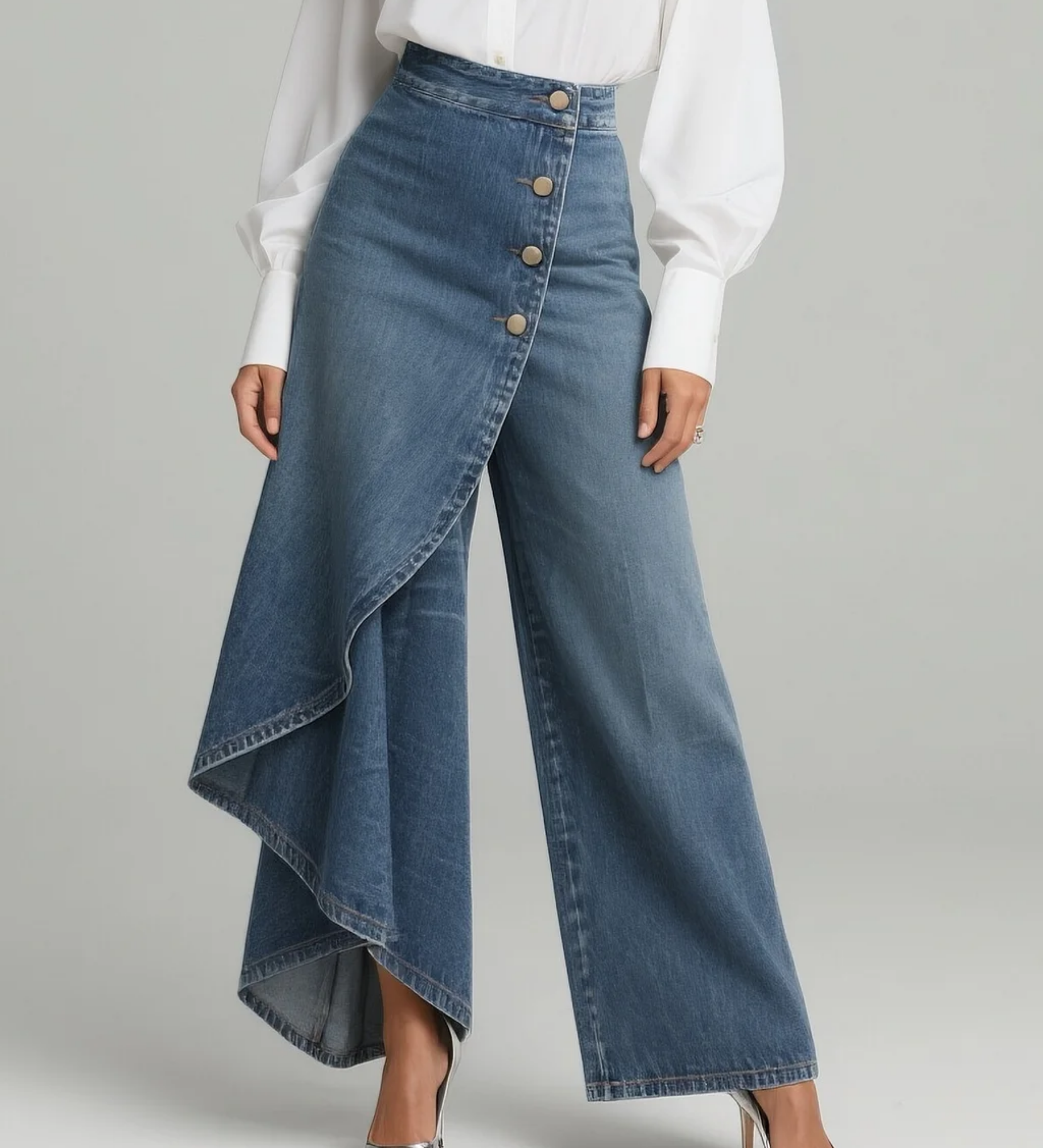 Andrea — Wrap Denim Trousers