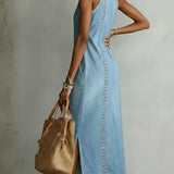 Caitlin — Retro Lace Denim Dress