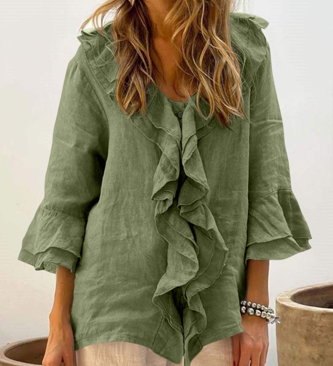 Ellen — Women Chic Bell Sleeve Ruffle Top