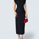 Anne — Dot Elegant V-Neck Waist Dress