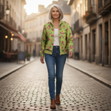 Lorraine — Green vest with floral pattern