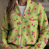 Lorraine — Green vest with floral pattern