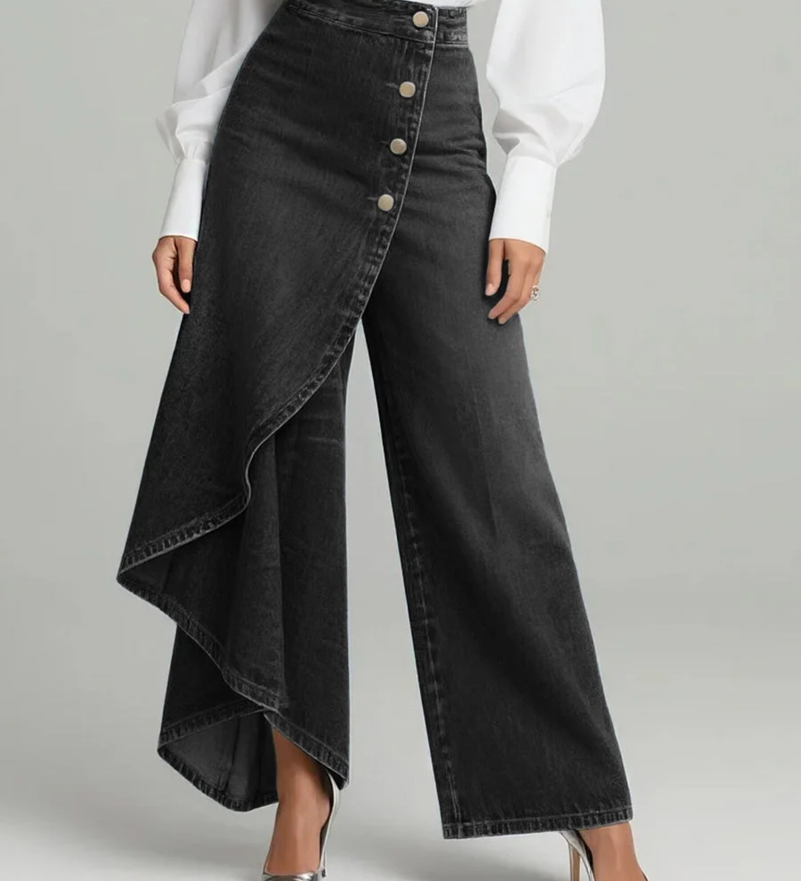 Andrea — Wrap Denim Trousers