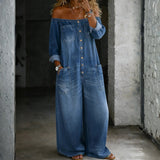Erin — Long Sleeve Jumpsuit with Exposed Shoulders
