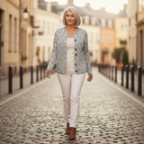 Holly — Cardigan with Delicate Garden Flower Pattern