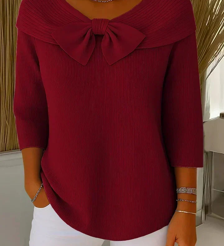Sorcha — Round-Neck Jumper with Bow Detail