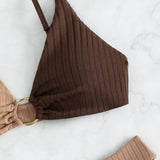 Deborah — Ribbed Two Tone High Leg Bikini