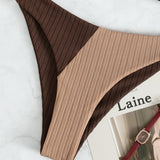 Deborah — Ribbed Two Tone High Leg Bikini