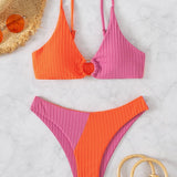 Deborah — Ribbed Two Tone High Leg Bikini