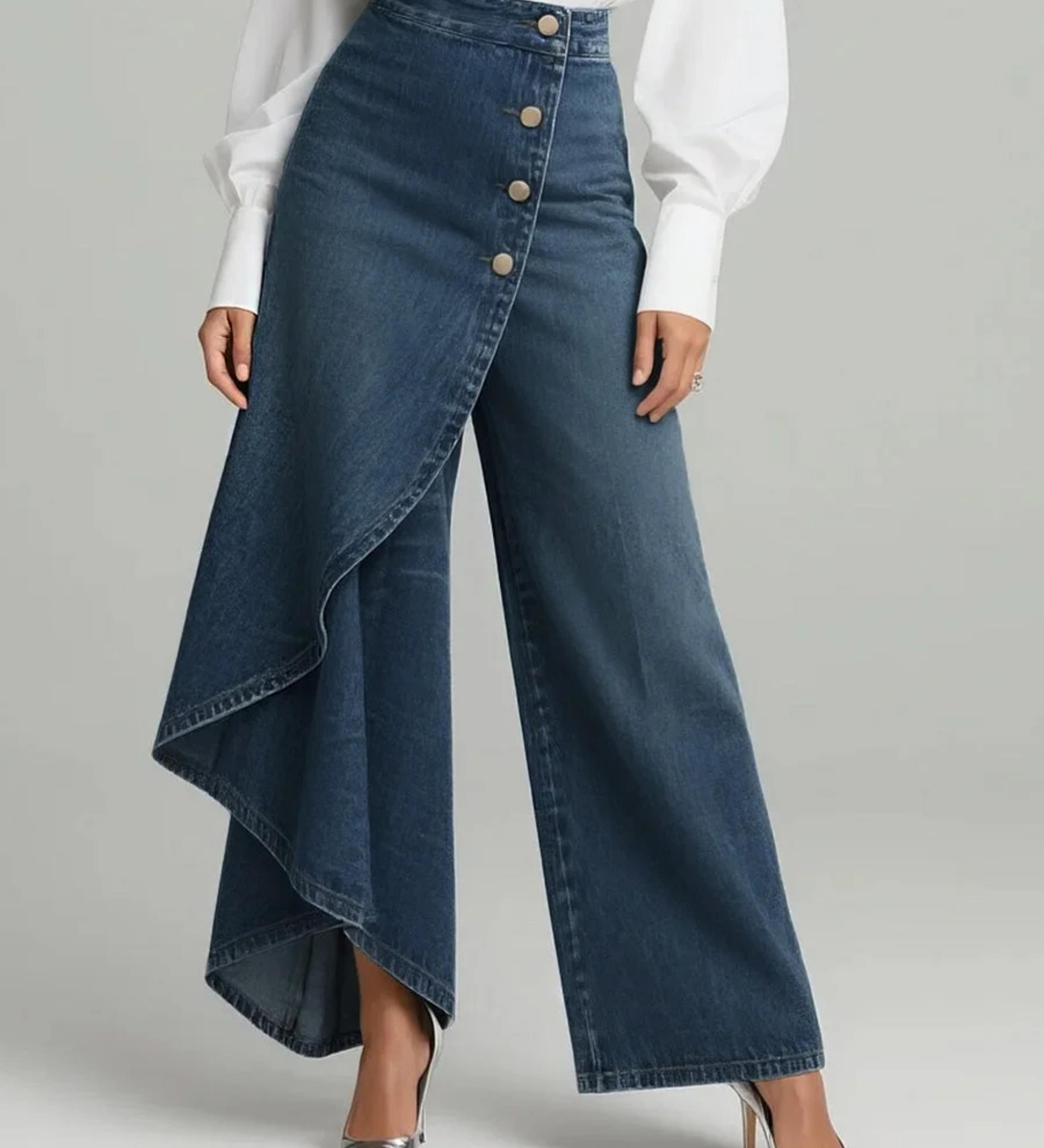 Andrea — Wrap Denim Trousers