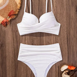 Frances — High Support Crossed Top, High Waist Bikini