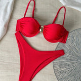Amy — Metallic High Leg Bikini with Removable Cups
