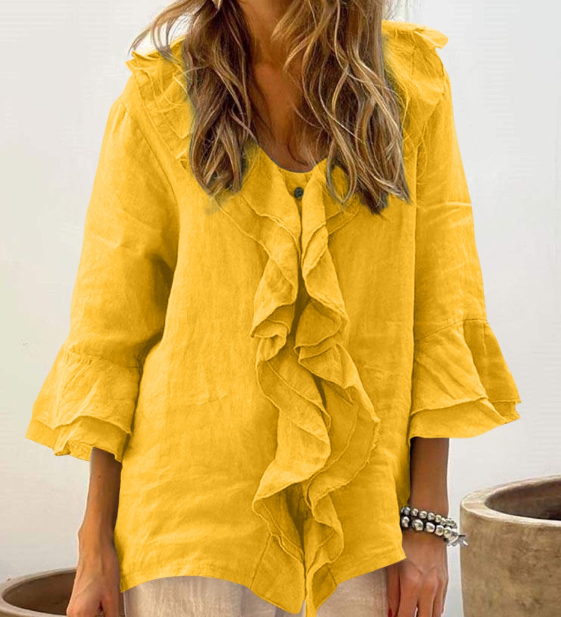 Ellen — Women Chic Bell Sleeve Ruffle Top