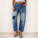 Doireann — Patchwork Drawstring Jeans