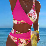 Denise — Bikini with Contrasting Floral Print and Slit