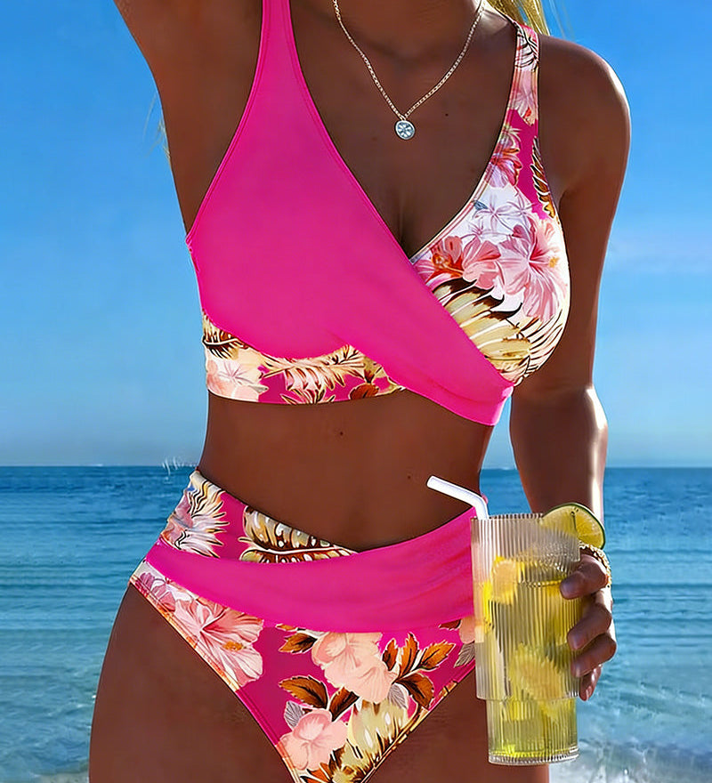 Denise — Bikini with Contrasting Floral Print and Slit