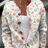 Teresa — Cardigan with small fresh floral print and buttons