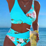 Denise — Bikini with Contrasting Floral Print and Slit