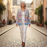 Mia — Cardigan with Colourful Floral Pattern