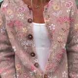 Mia — Cardigan with Colourful Floral Pattern