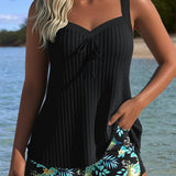 Kathleen — Striped Tankini with Two-Piece Swimsuit Bottom