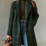 Maeve — Plaid Tweed Coat with Lapel Collar