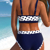 Áine — High-Waisted Polka Dot Bikini with Patchwork Design