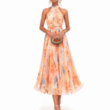 Muireann — Halter Neck Dress with Watercolour Print