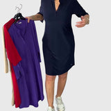 Olivia — Solid V-Neck Dress