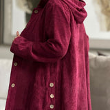 Catherine — Corduroy Hooded Cardigan