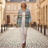 Isabelle — Cardigan with Scandinavian Pastel Pattern