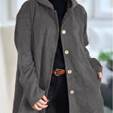 Catherine — Corduroy Hooded Cardigan