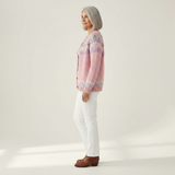 Maura — Pink Jumper with Check Pattern