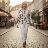 Maura — Pink Jumper with Check Pattern
