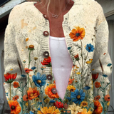 Doireann — Knitted jacket with colourful wildflowers